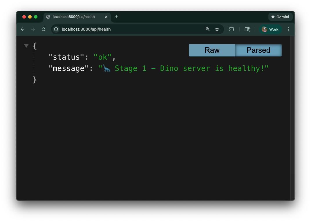 Screenshot of initial web page