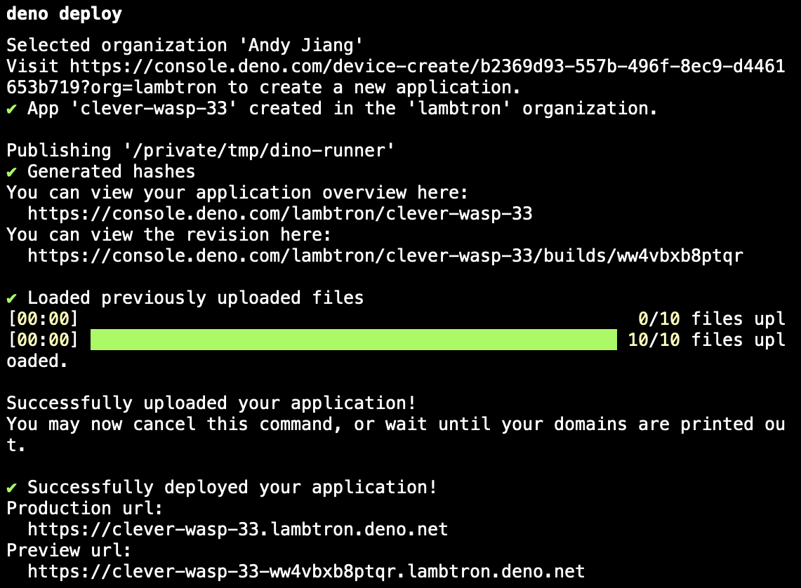 Deploying from the terminal