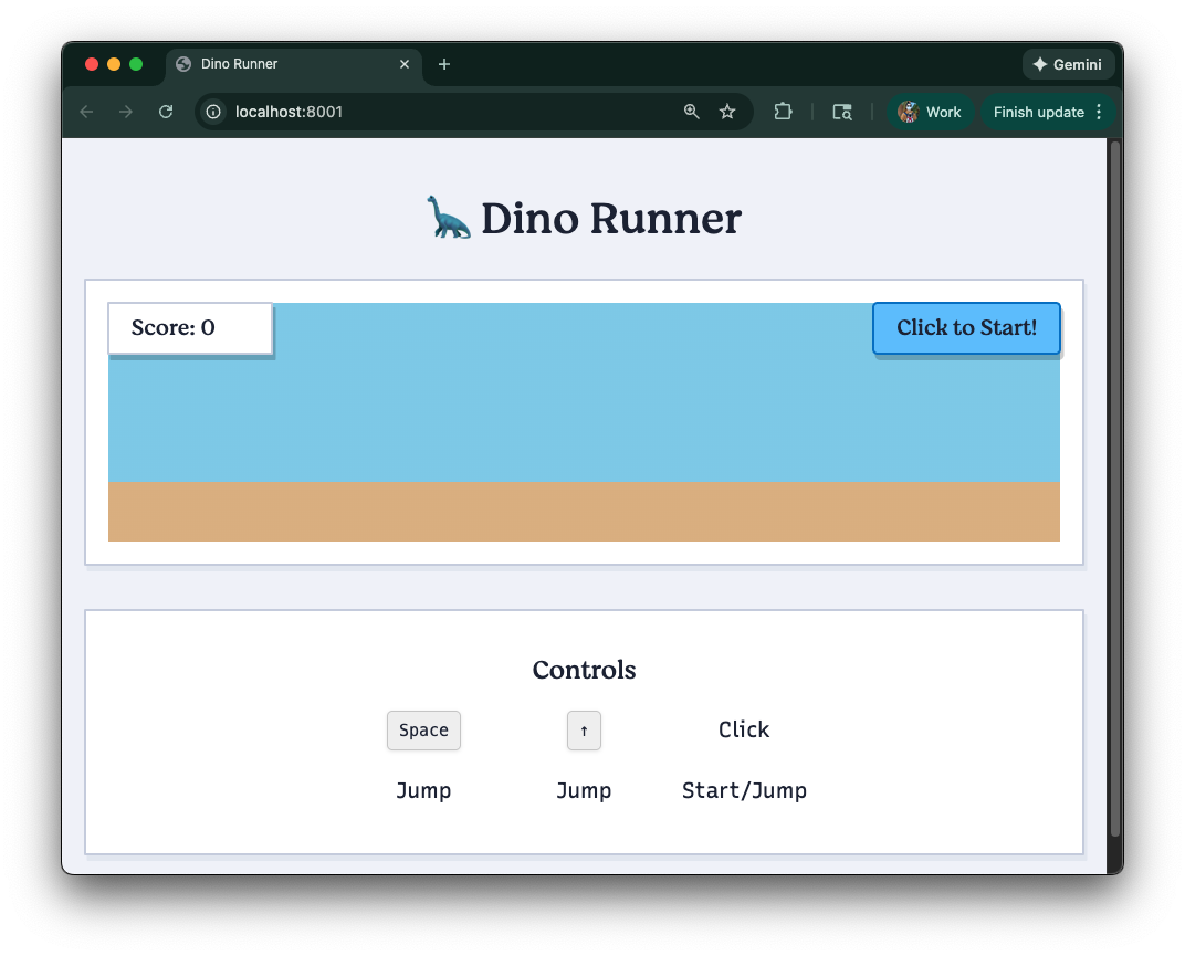 Blank canvas of the game