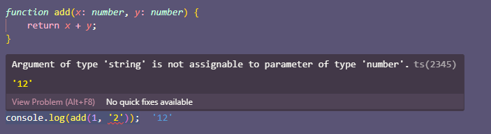 error when calling add with a string compiler error in VSCode